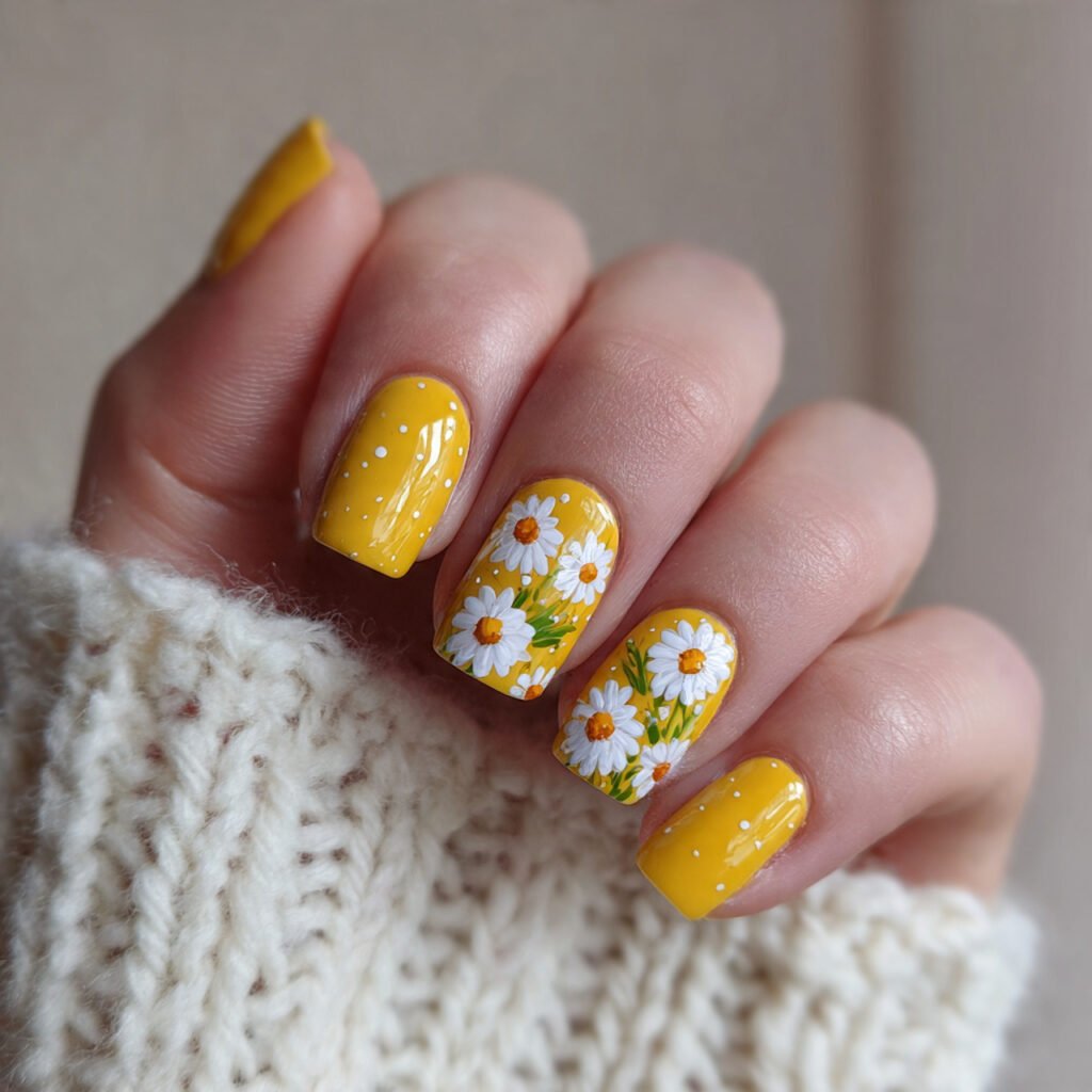 dainty white daisies on yellow cute classic