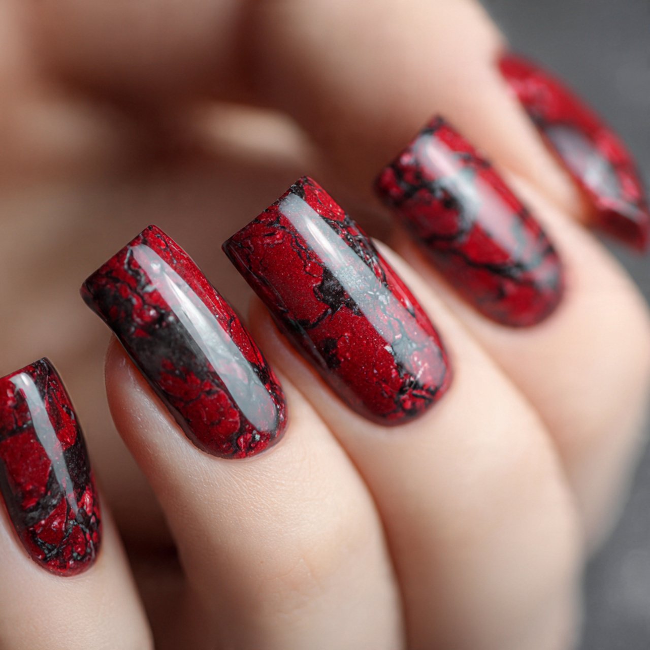 dark red marble effect nails attractive nails