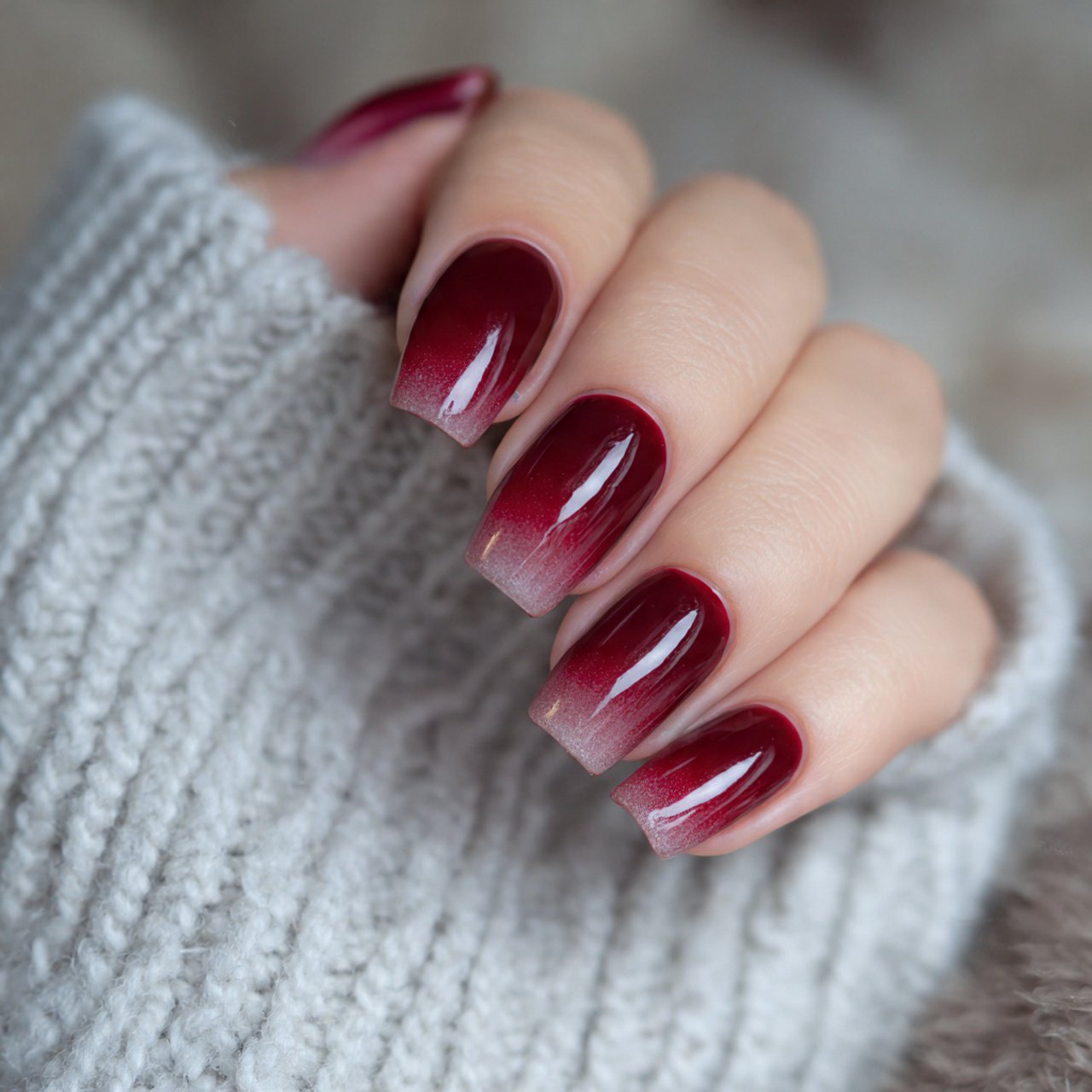 dark red ombre fade attractive nails