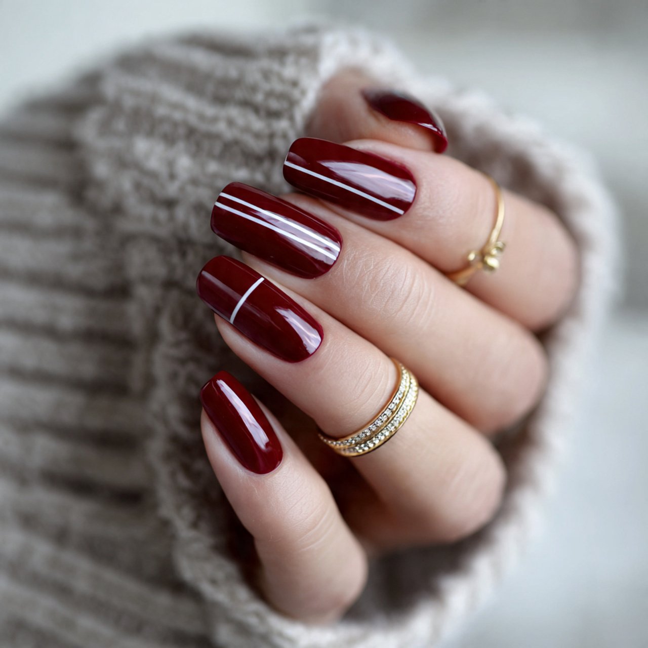 dark red with minimalist white stripes nature look