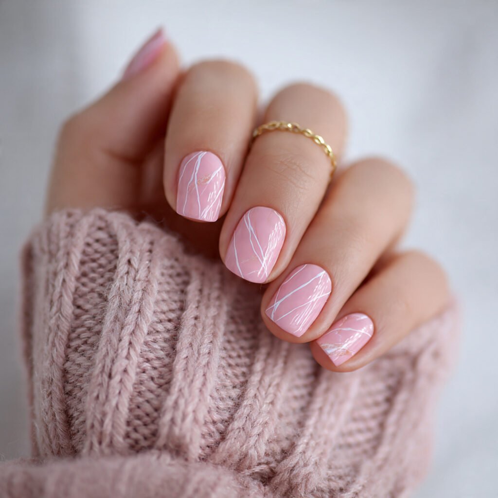 delicate pink lines attractive nails