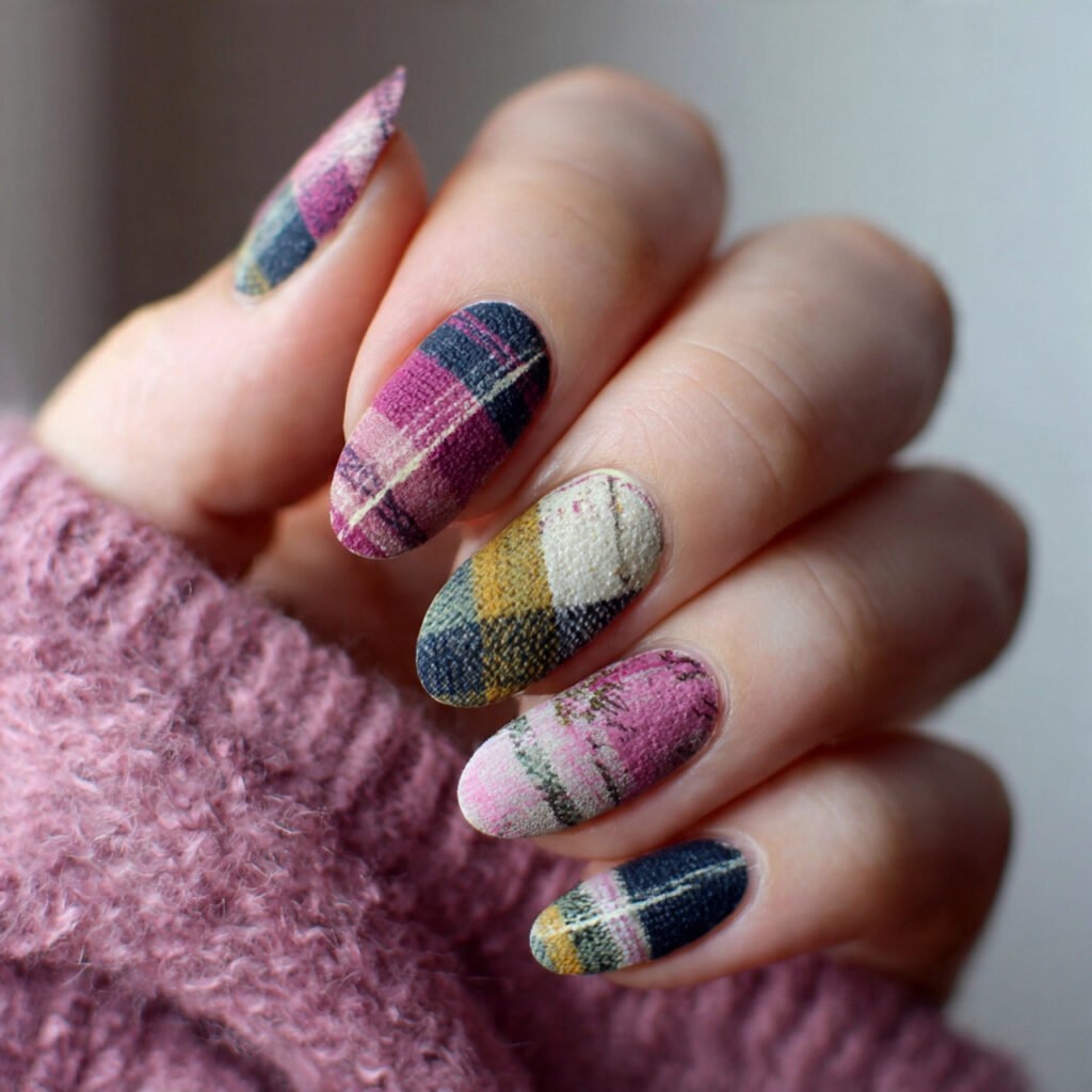 distressed plaid accent nails attractive nails