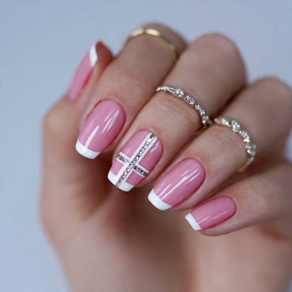 double french modern graphic nails