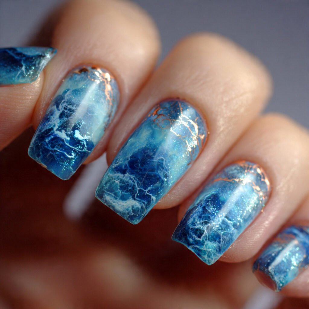 electric blue jelly wash attractive nails