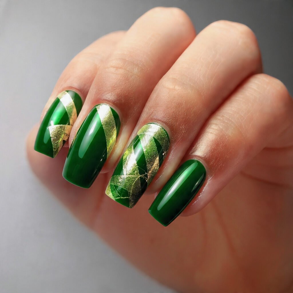 emerald green acrylic with gold foil holiday luxe