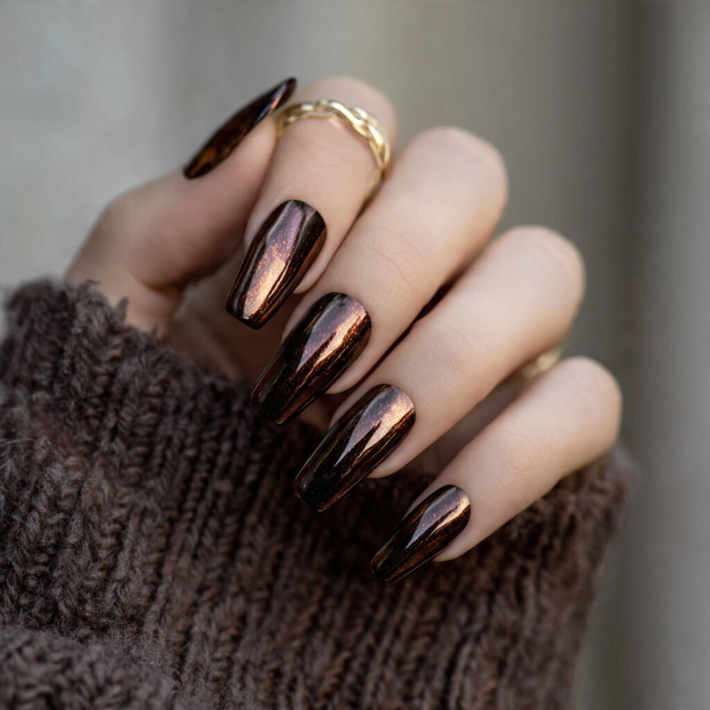 espresso chrome nails attractive nails