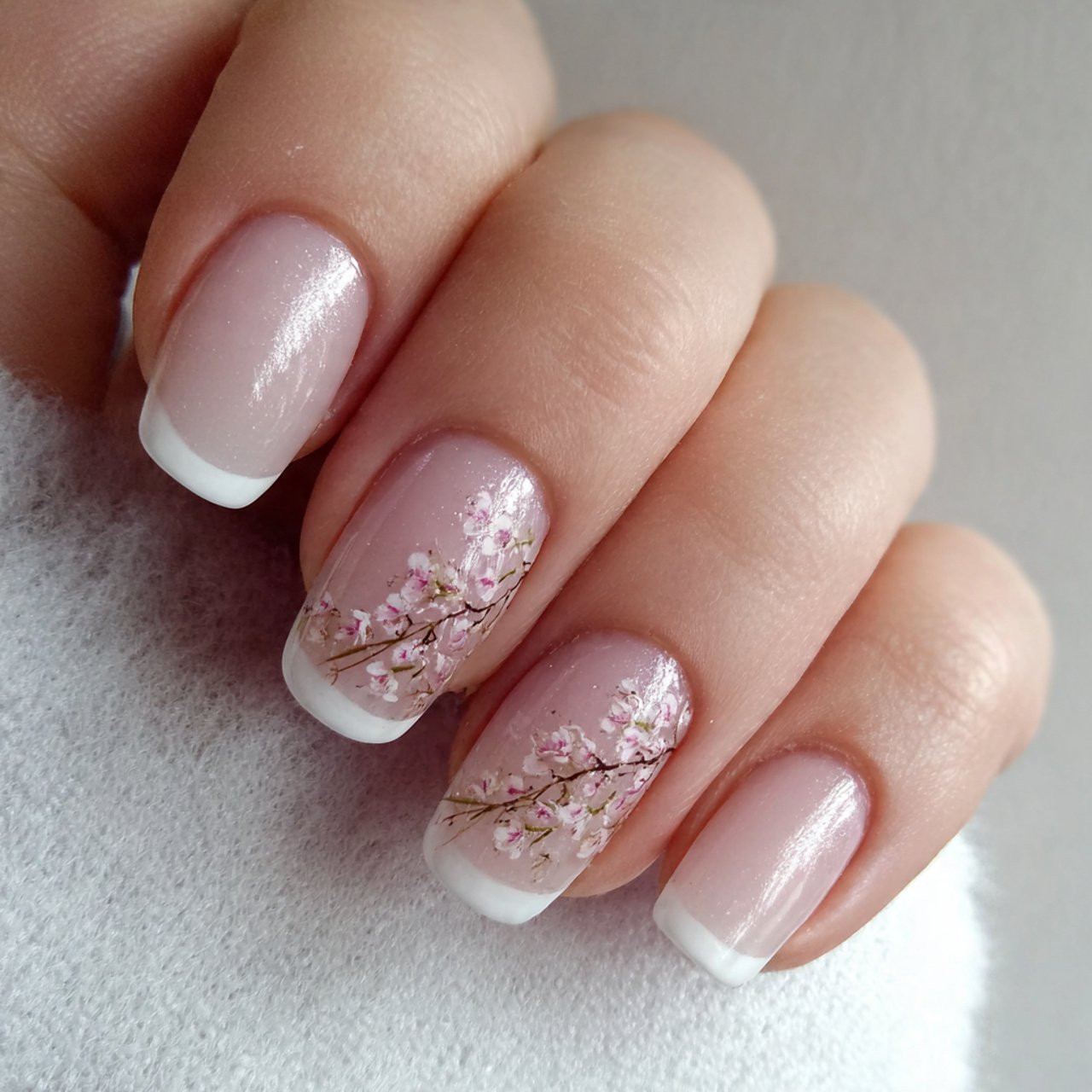 faded white french tip nails nature look nails