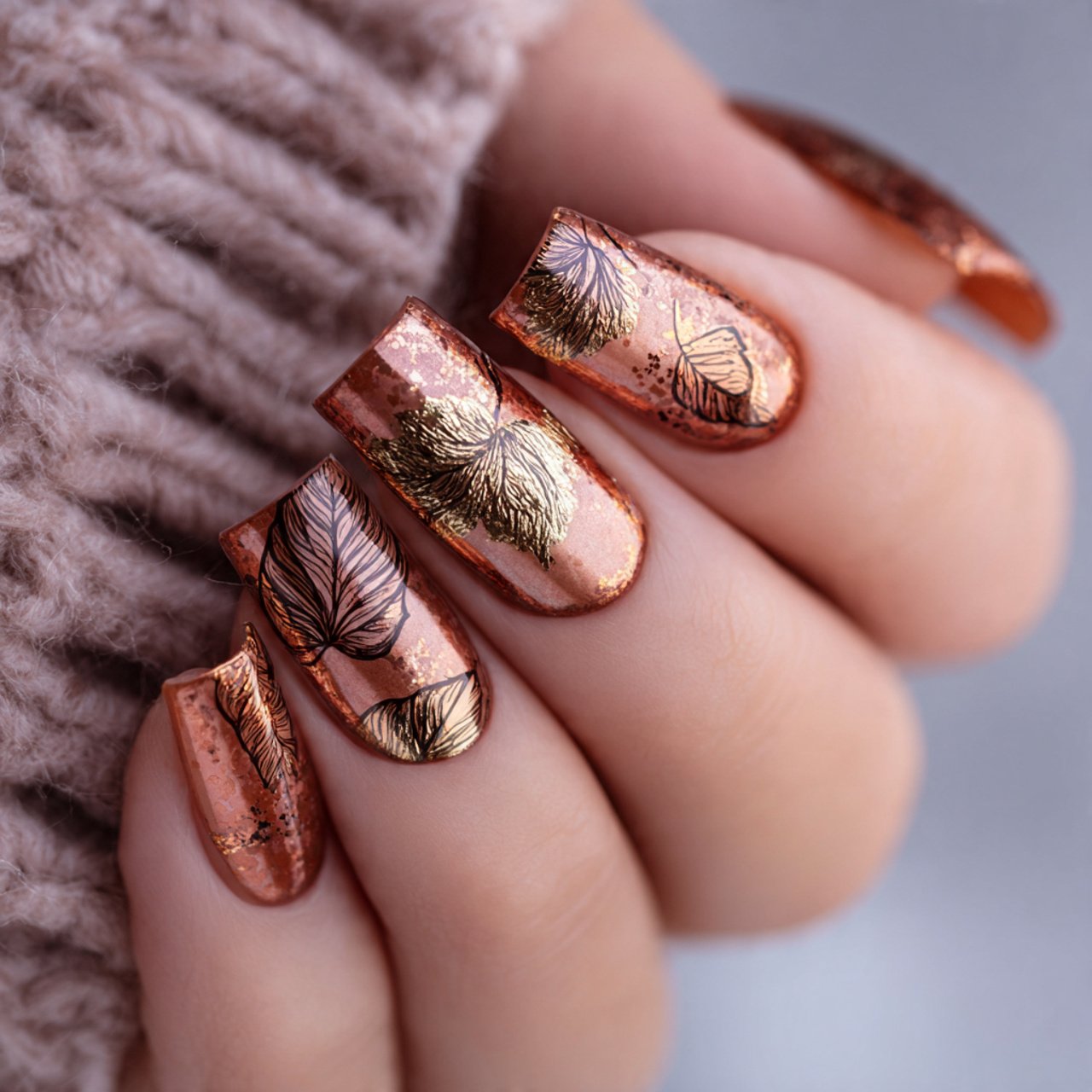 fallen leaves with metallic accents attractive nai
