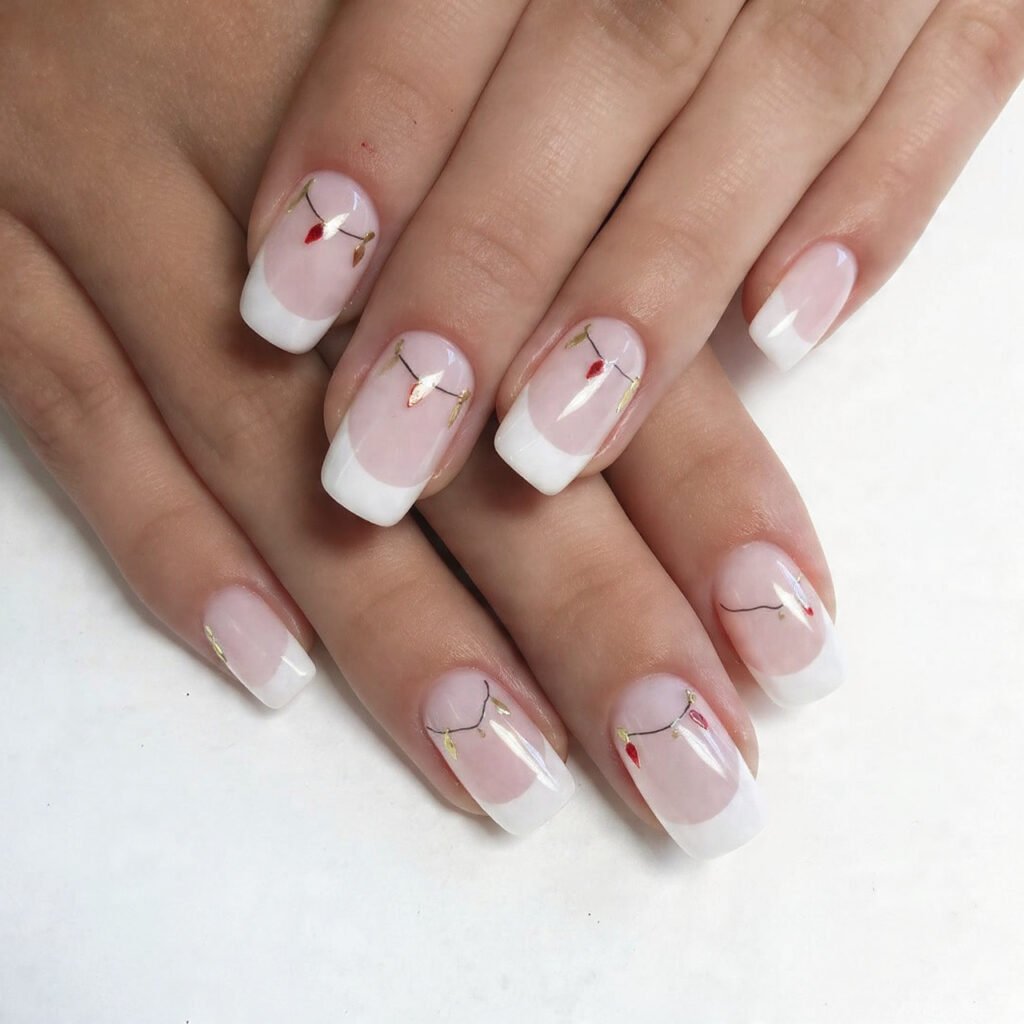 french tip acrylic with christmas lights dots attr