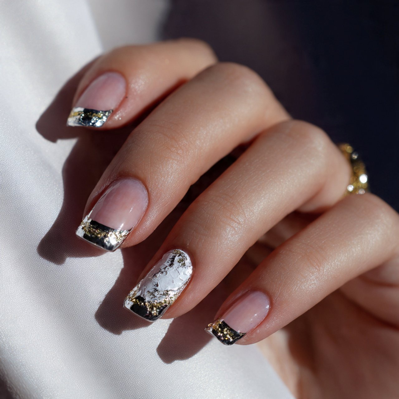 french tips with foil detailing creative looks nai