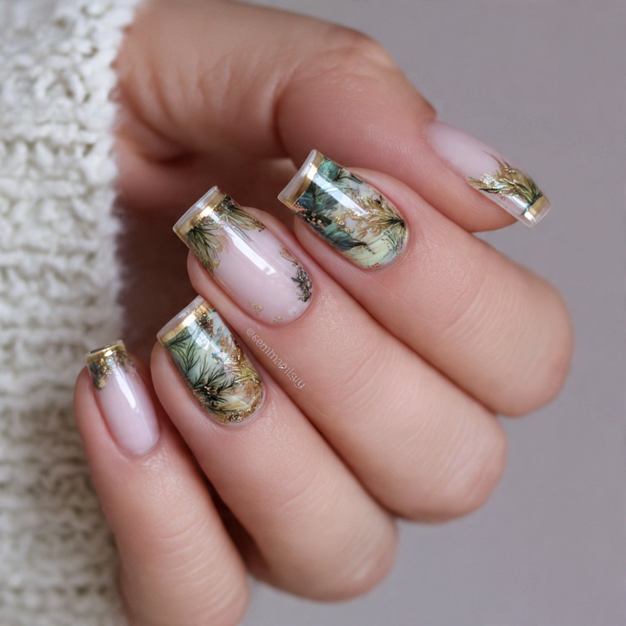 french tips with metallic accents nature looks nai