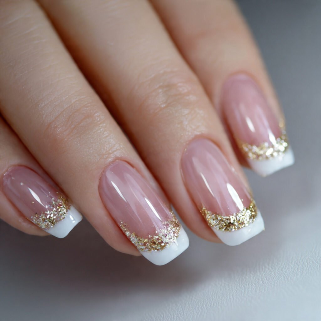 french tips with glitter accents attractive nails