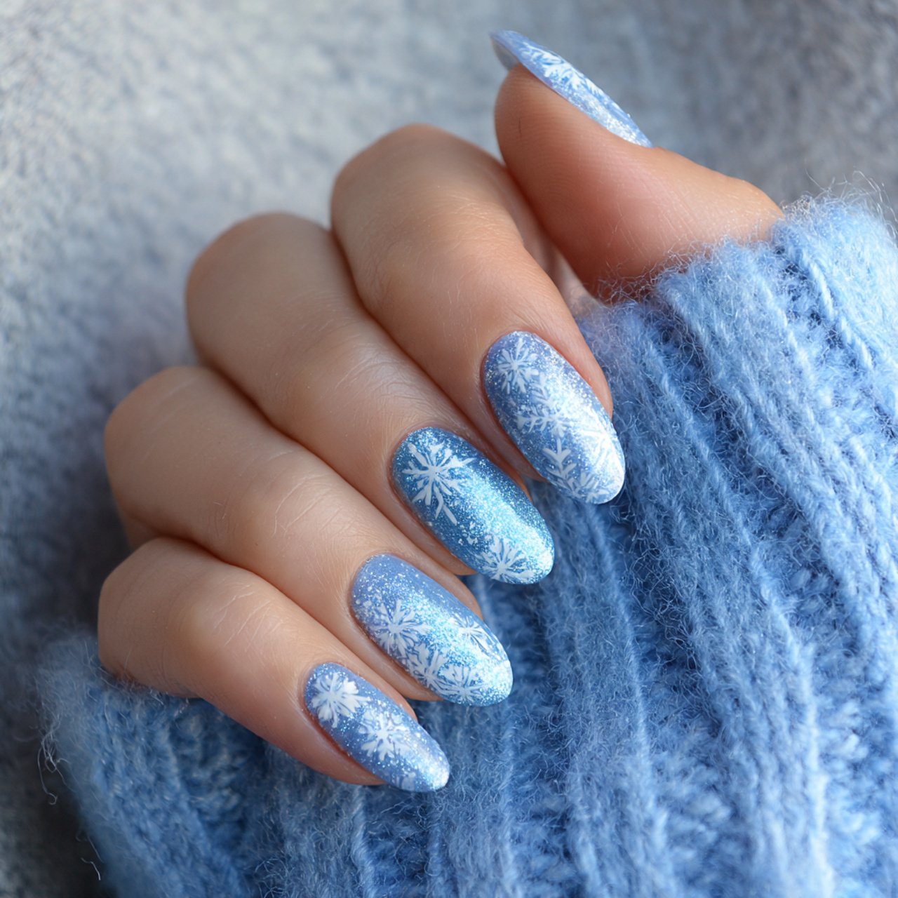 frosted snowflakes attractive look nails
