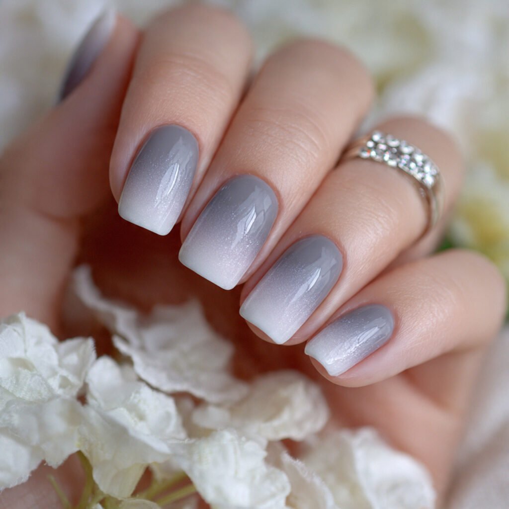 frosted grey ombre attractive nails