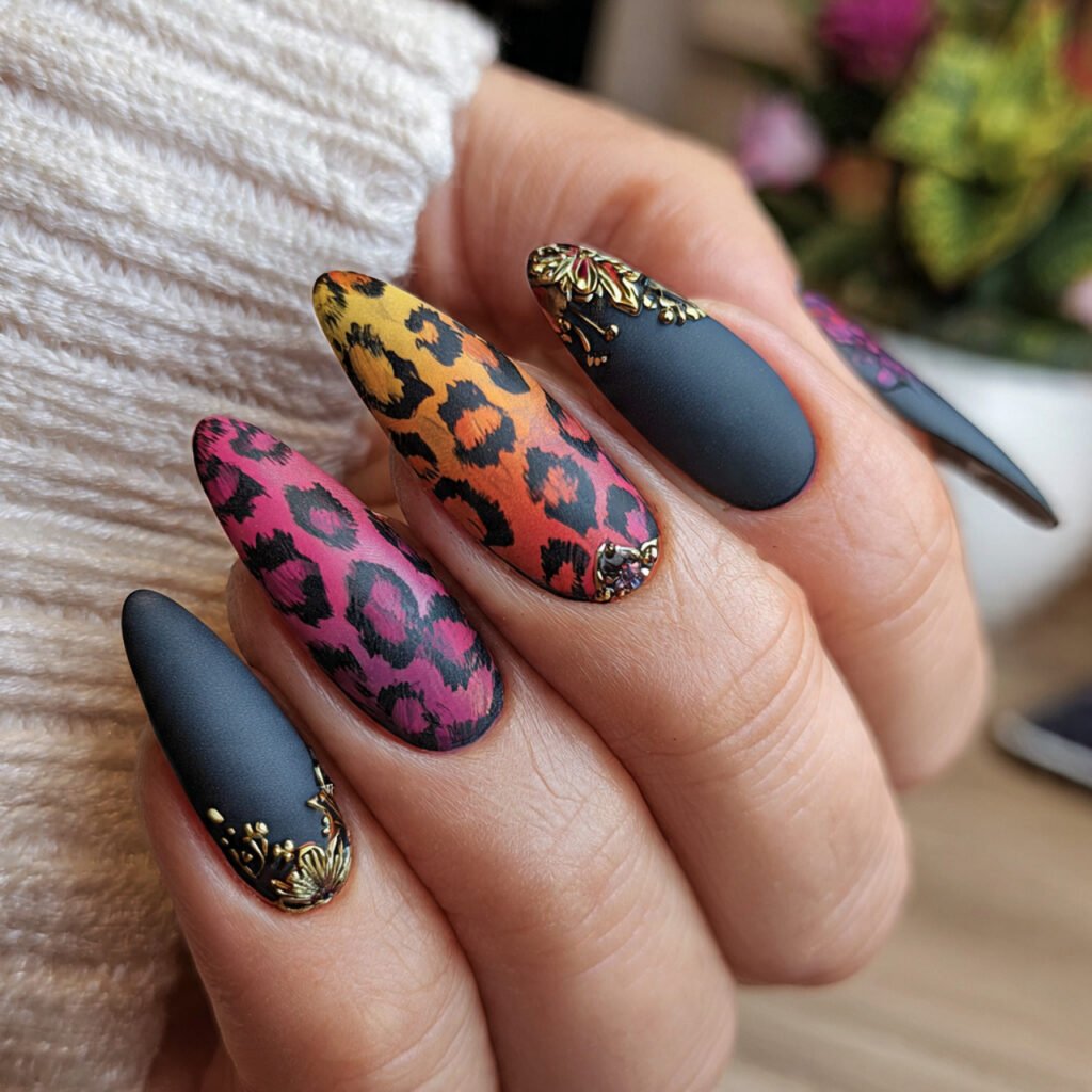 funky animal print accents attractive look nails