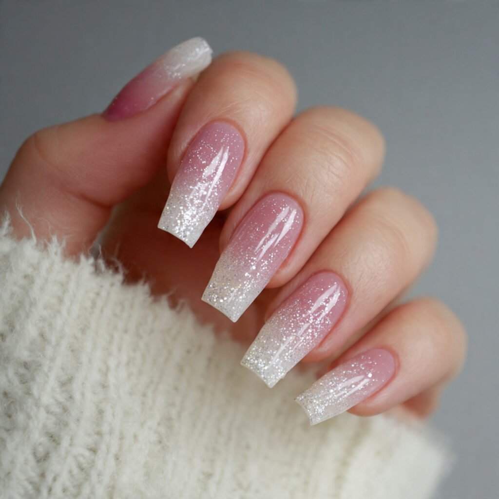 glitter fade acrylic champagne to clear attractive