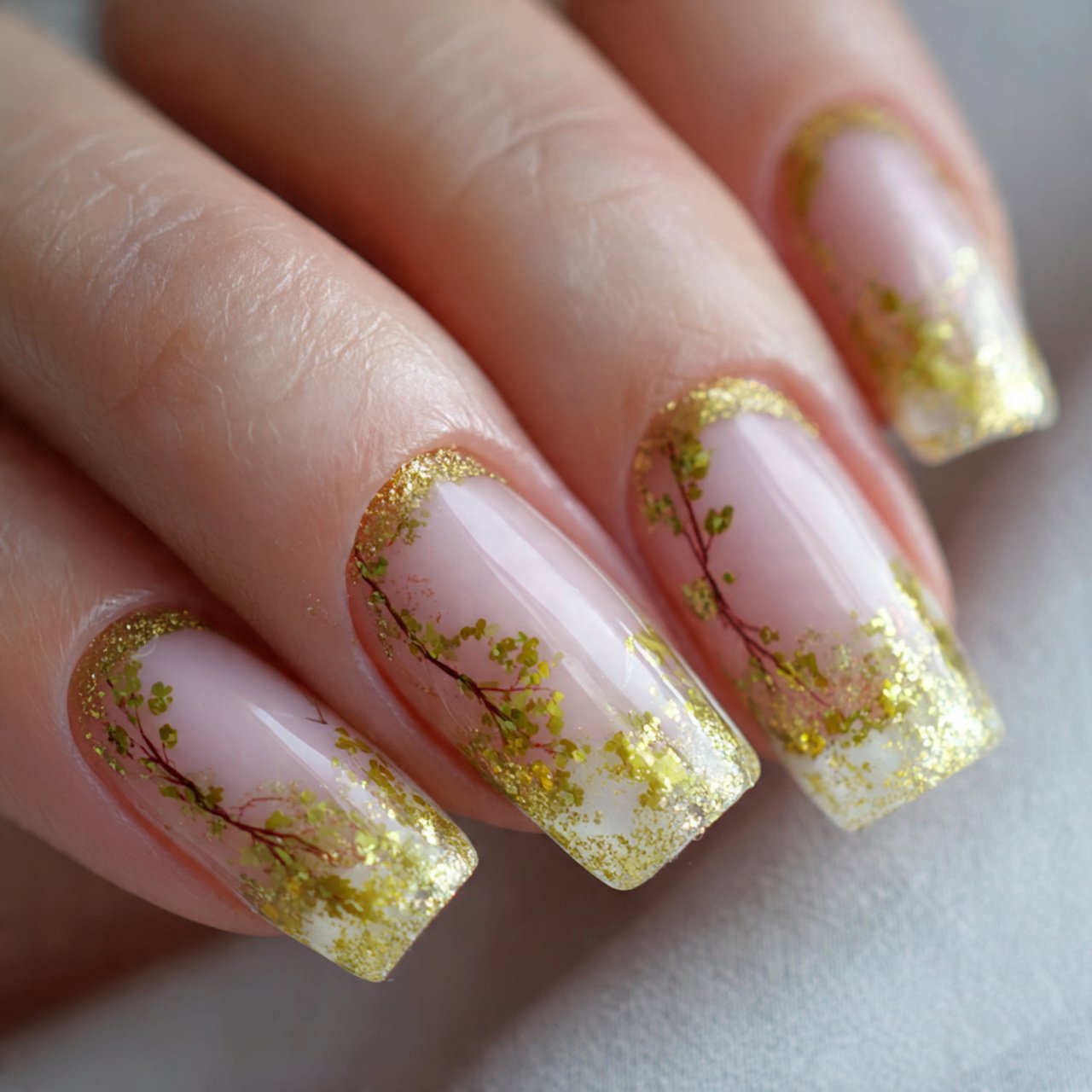 glitter french tips nature looks nails