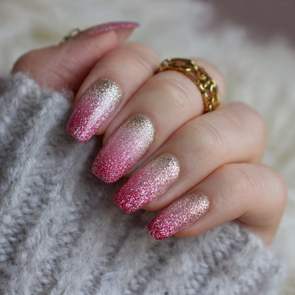 glitter gradient attractive nails