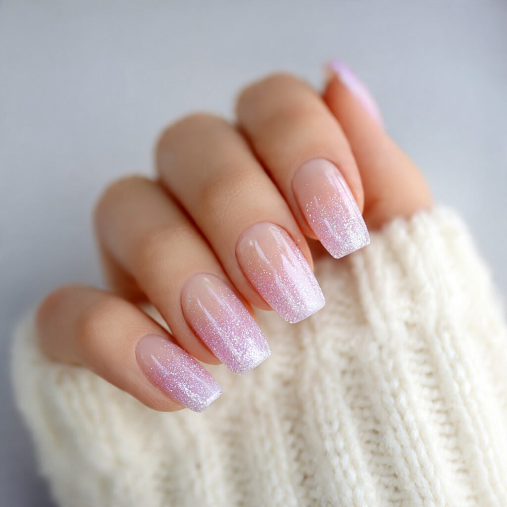 glitter fade soft ombr sparkle attractive nails