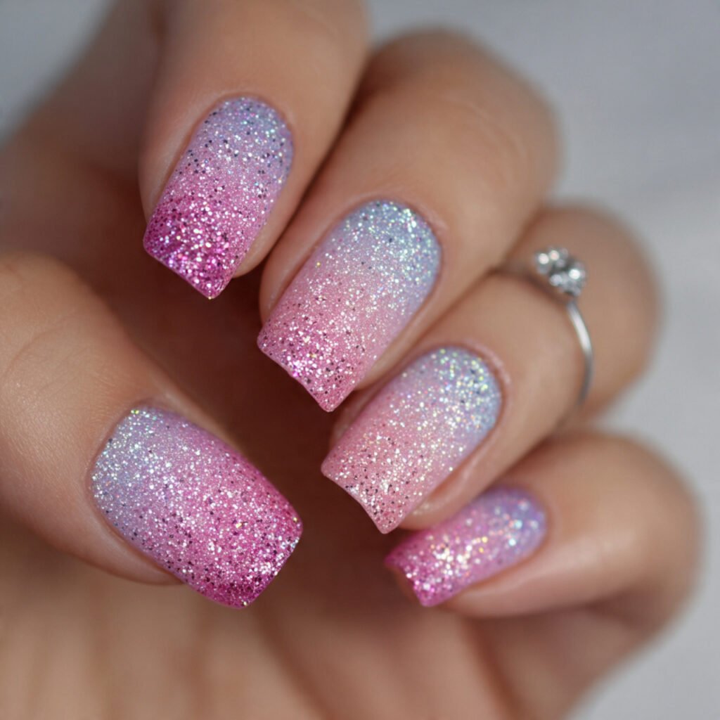 glitter gradient attractive nails