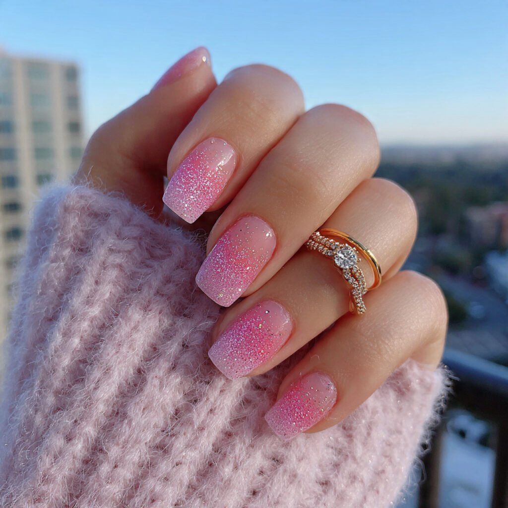 glitter gradient pink nails attractive nails