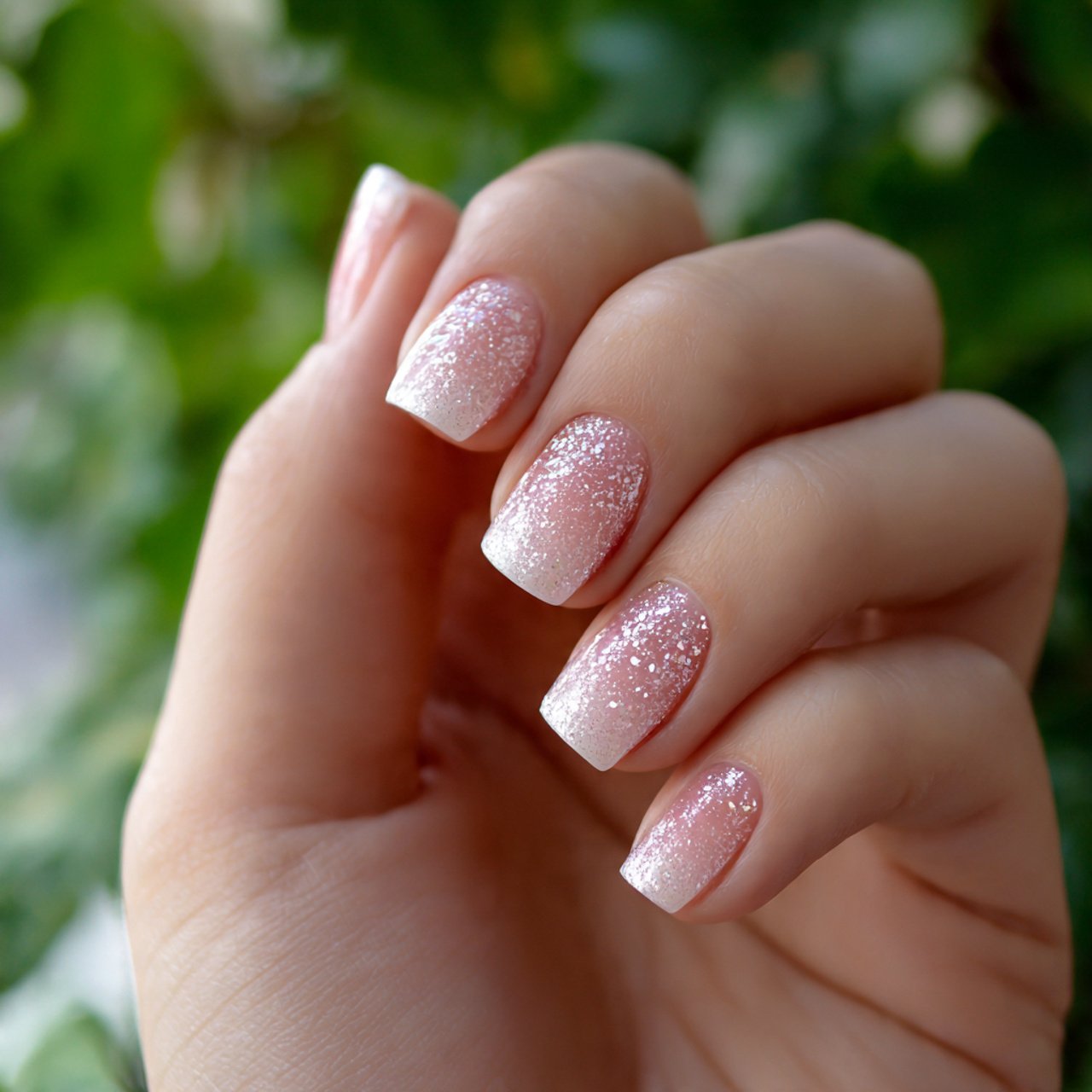 glitter ombre nails nature look nails