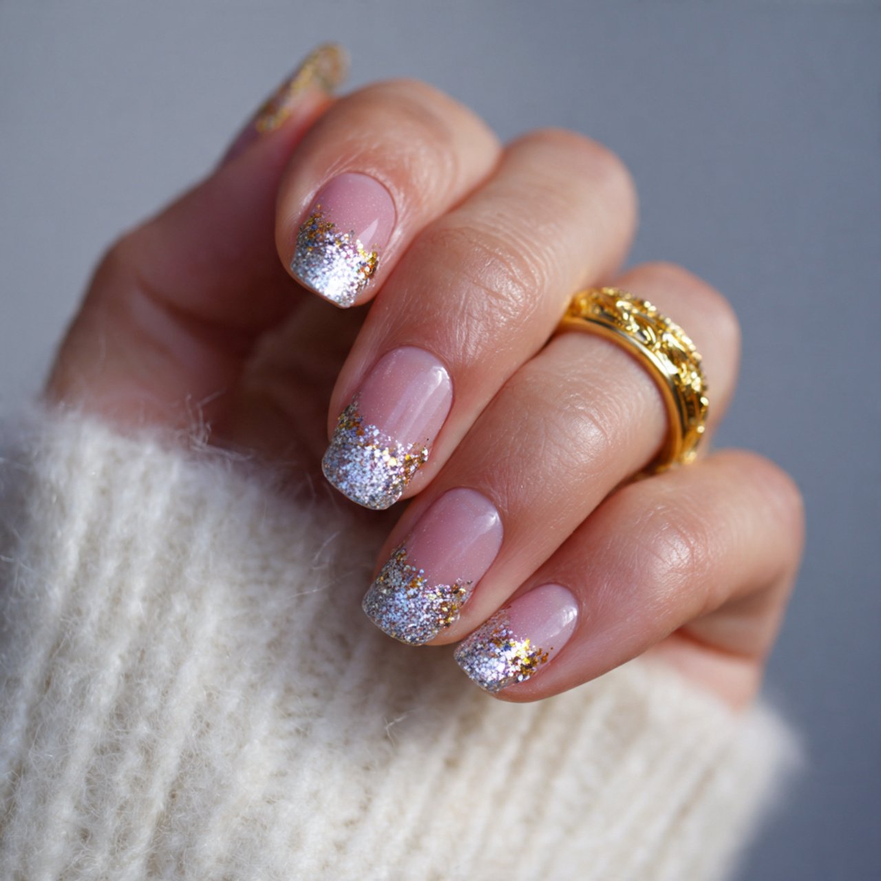 glitter reverse french half moon sparkle creative look