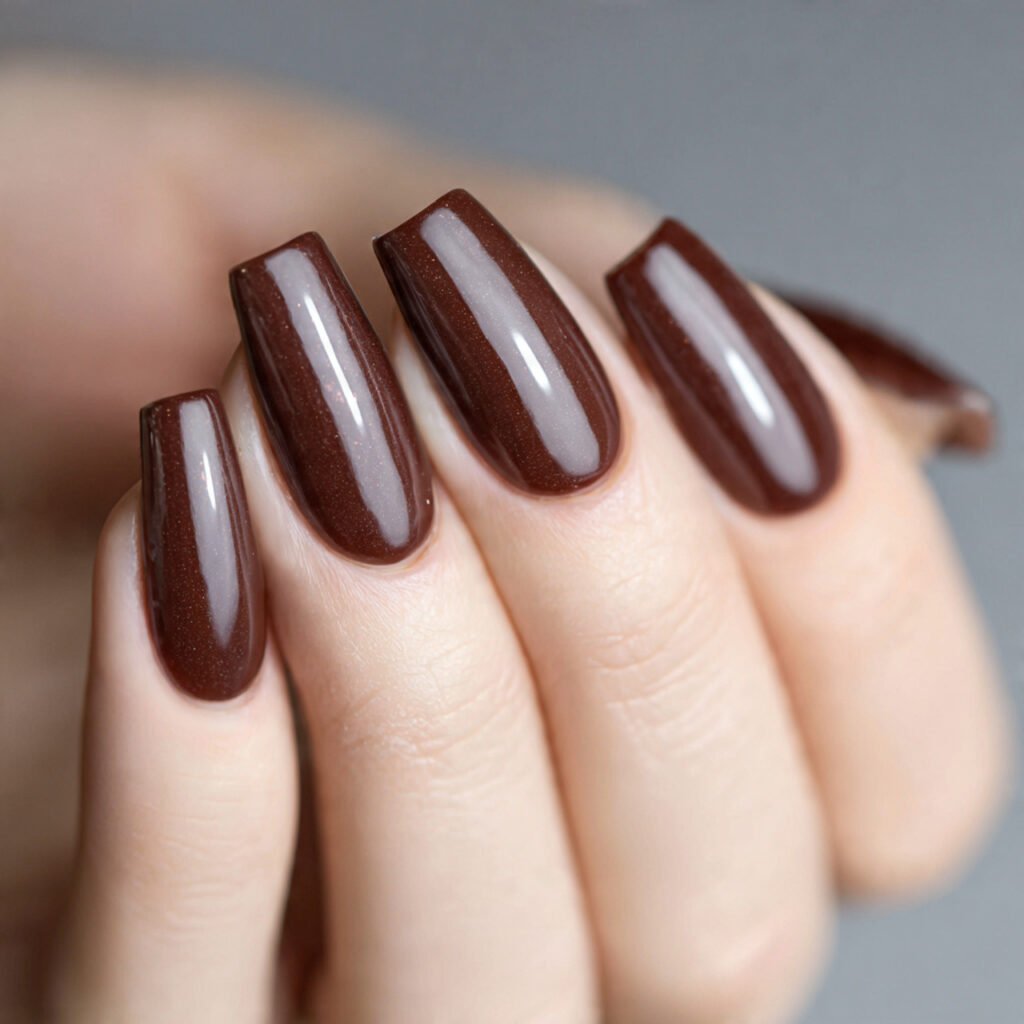 glossy chocolate brown nails attractive nails