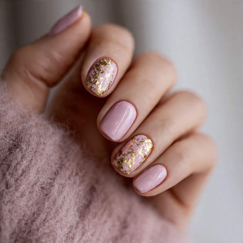 gold accents on blush pink nails attractive nails