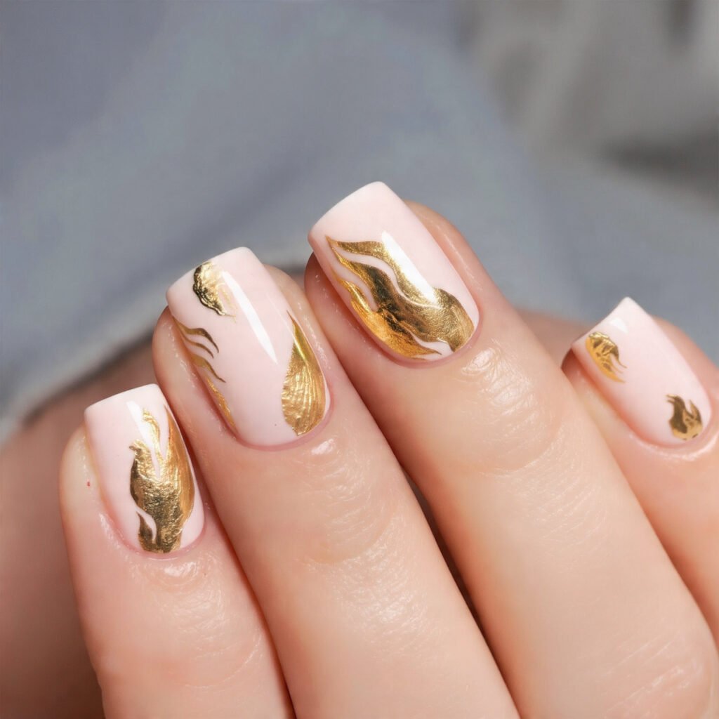 gold foil firelight accents attractive nails