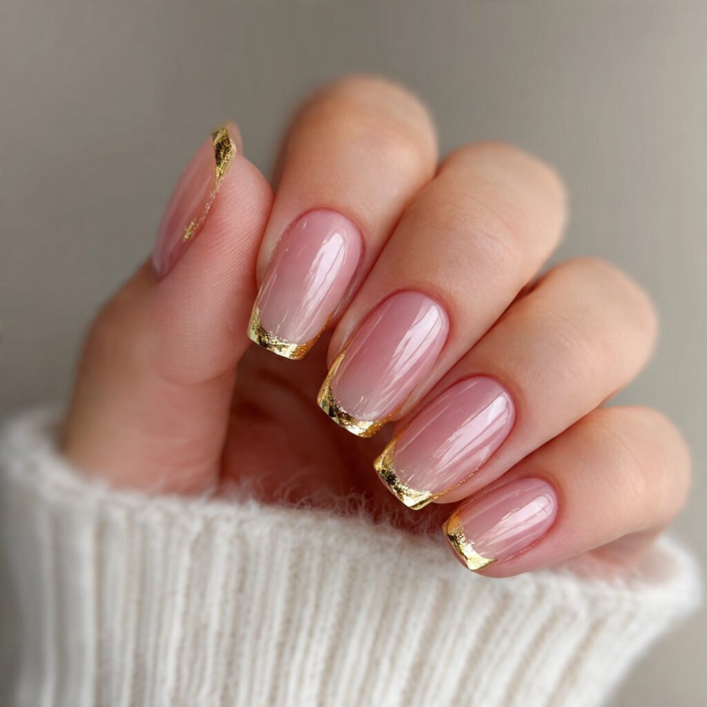 gold micro french tips attractive look nails
