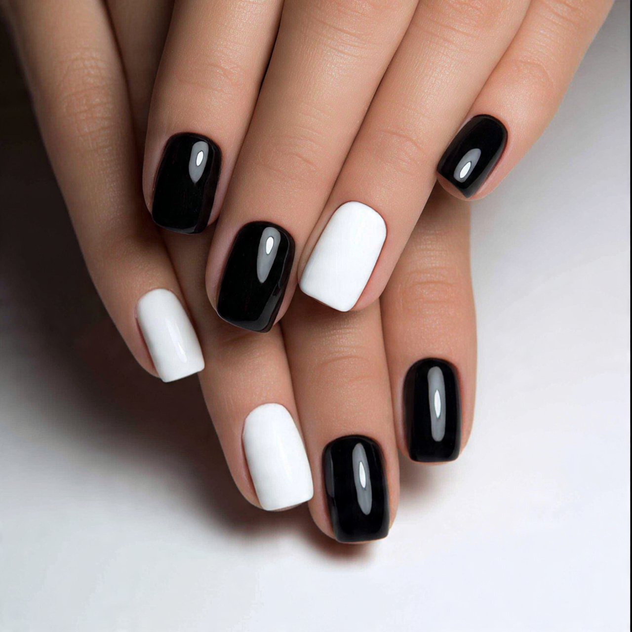 half and half black and white nails attractive nai