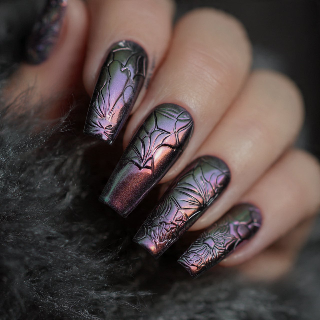 holographic bat nails nature look nails