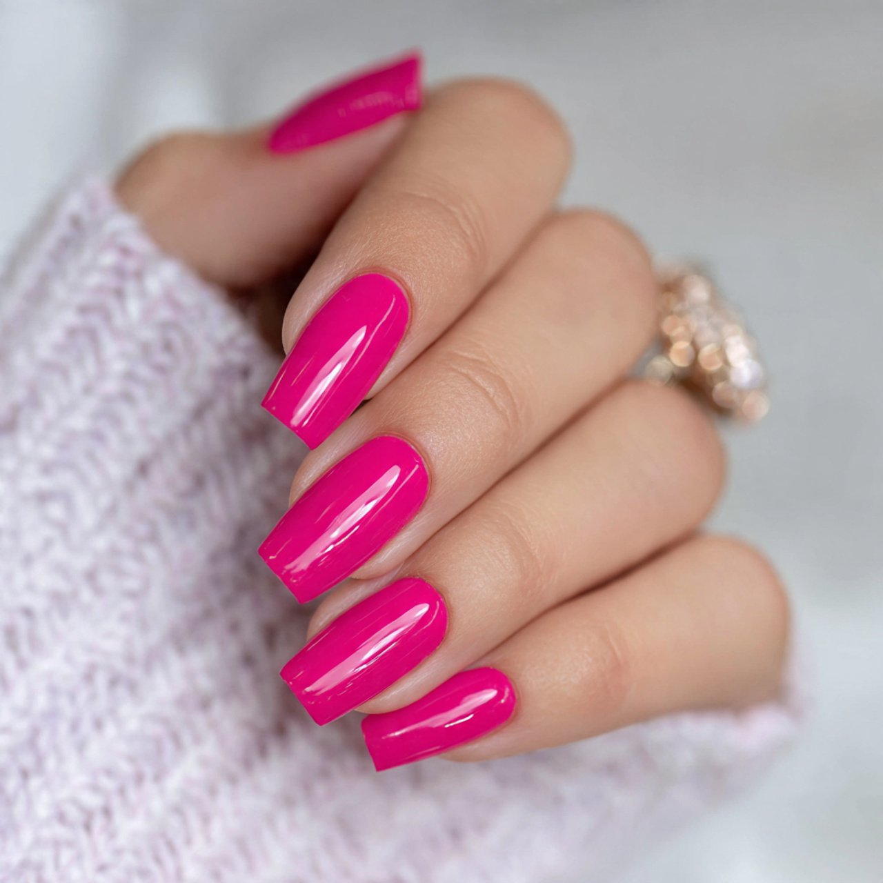 hot pink full coverage gloss attractive nails