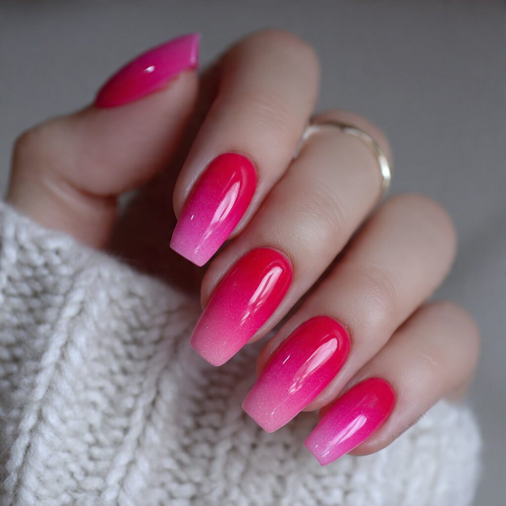 hot pink ombre for a bold gradient attractive nail