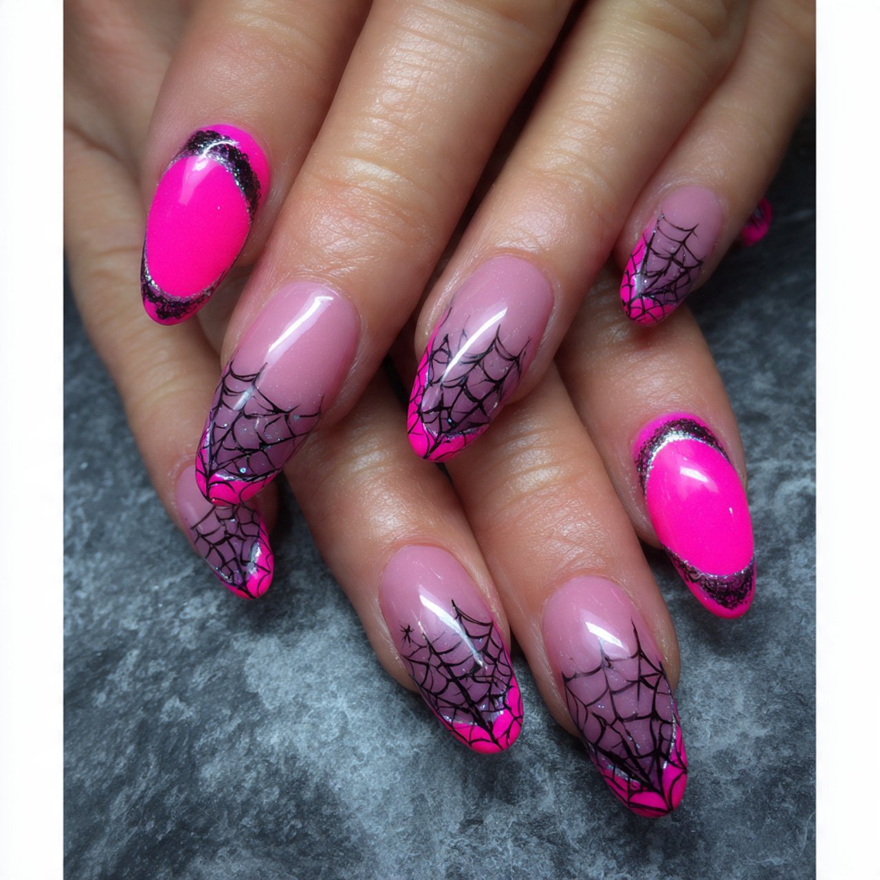 hot pink spiderweb tips hottest looks nails