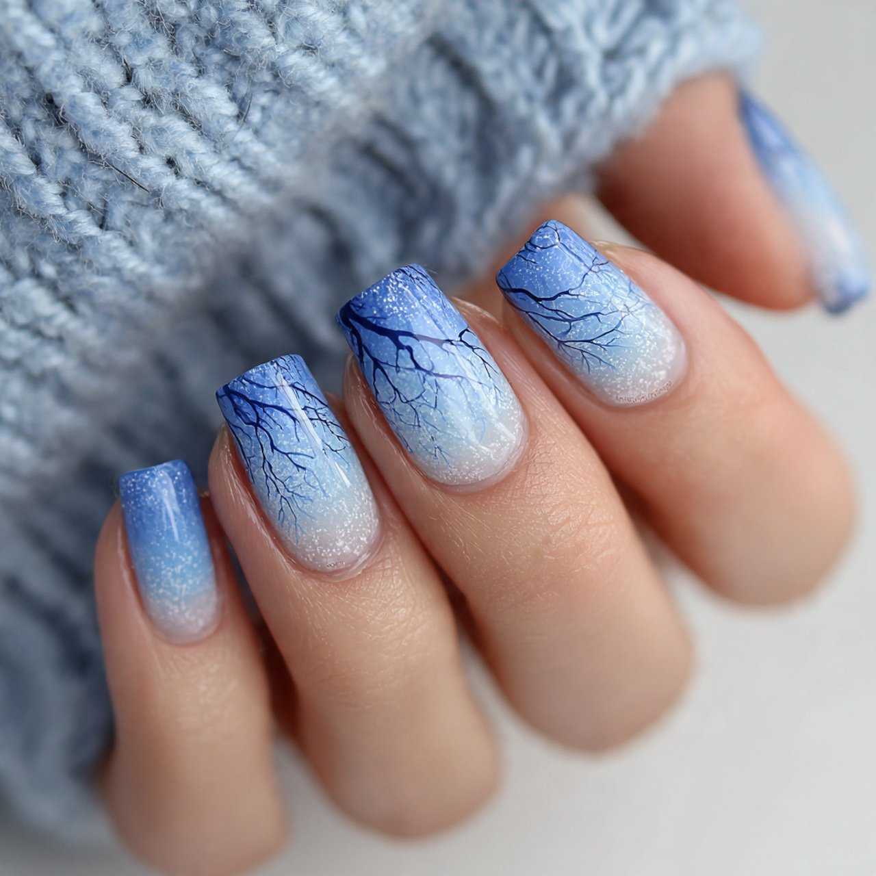 icy blue gradient nature looks nails