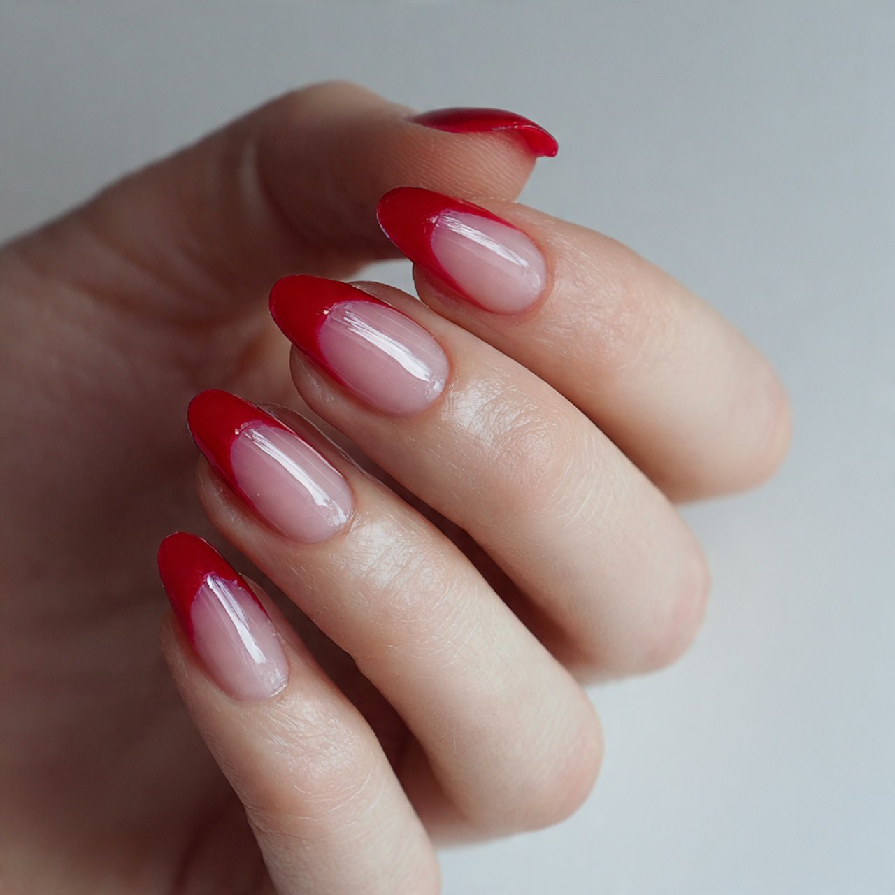 jelly red french nails