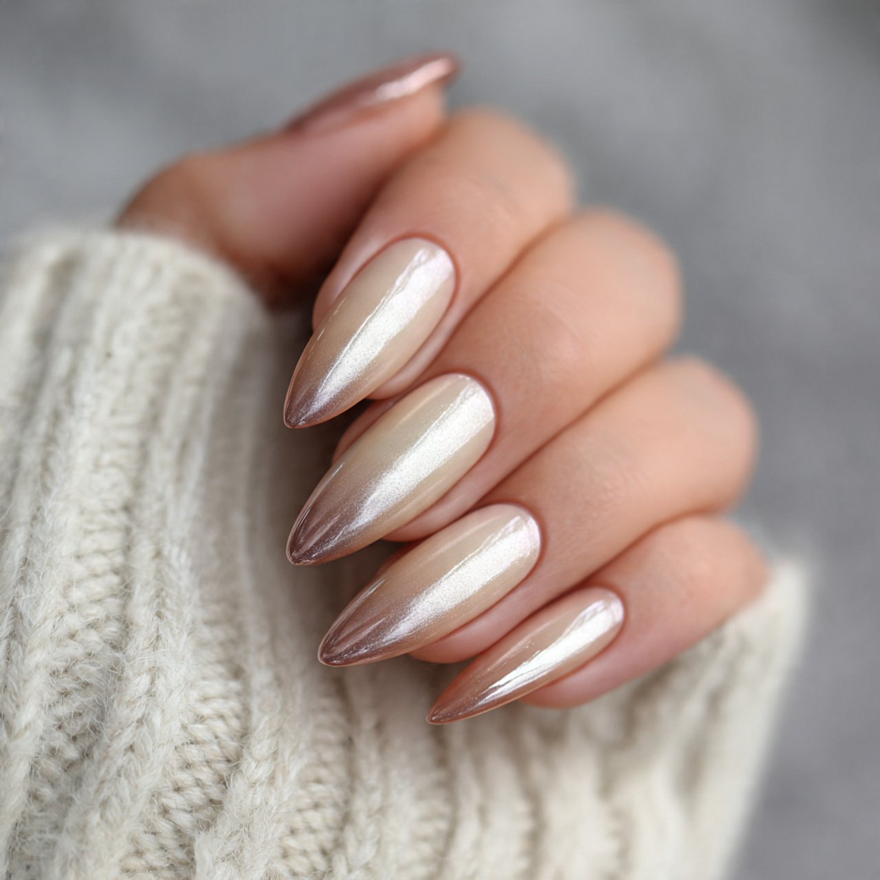 latte ombr beige chrome nature looks nails
