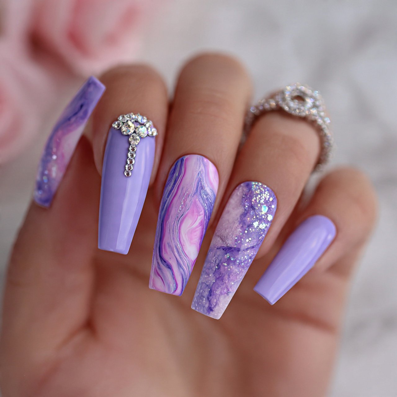 lavender swirl accents attractive nails