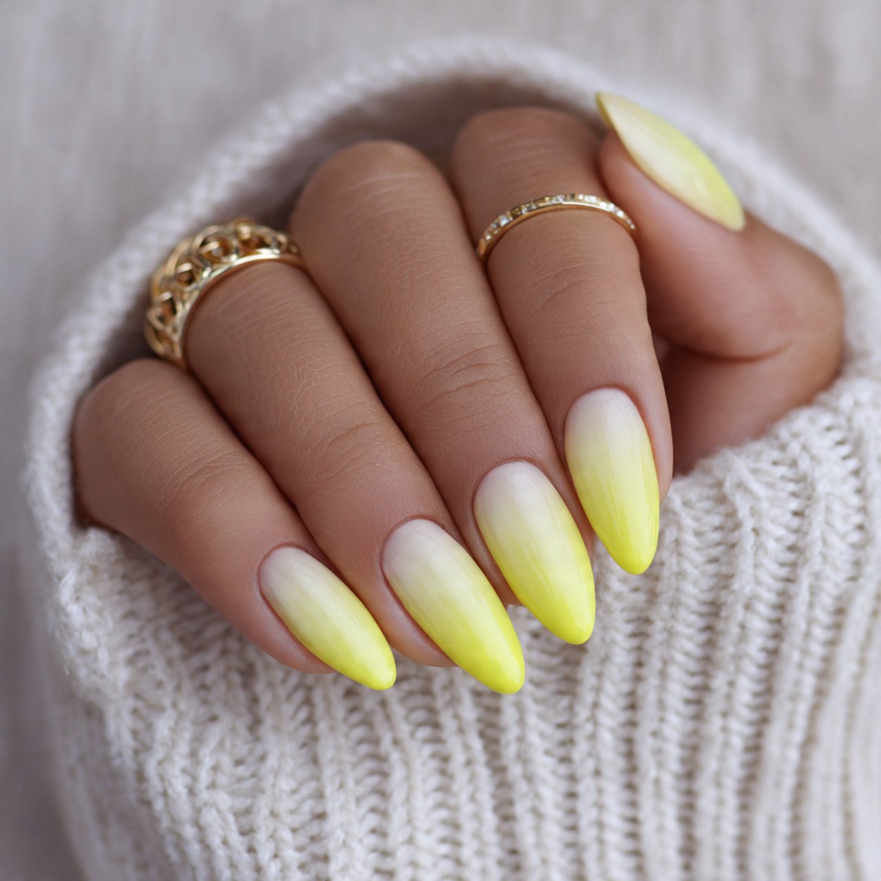 lemon sorbet ombre attractive nails