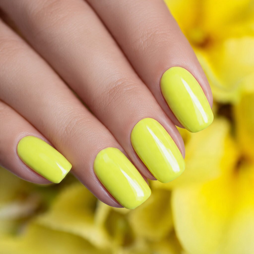 lemon yellow short nails attractive nails