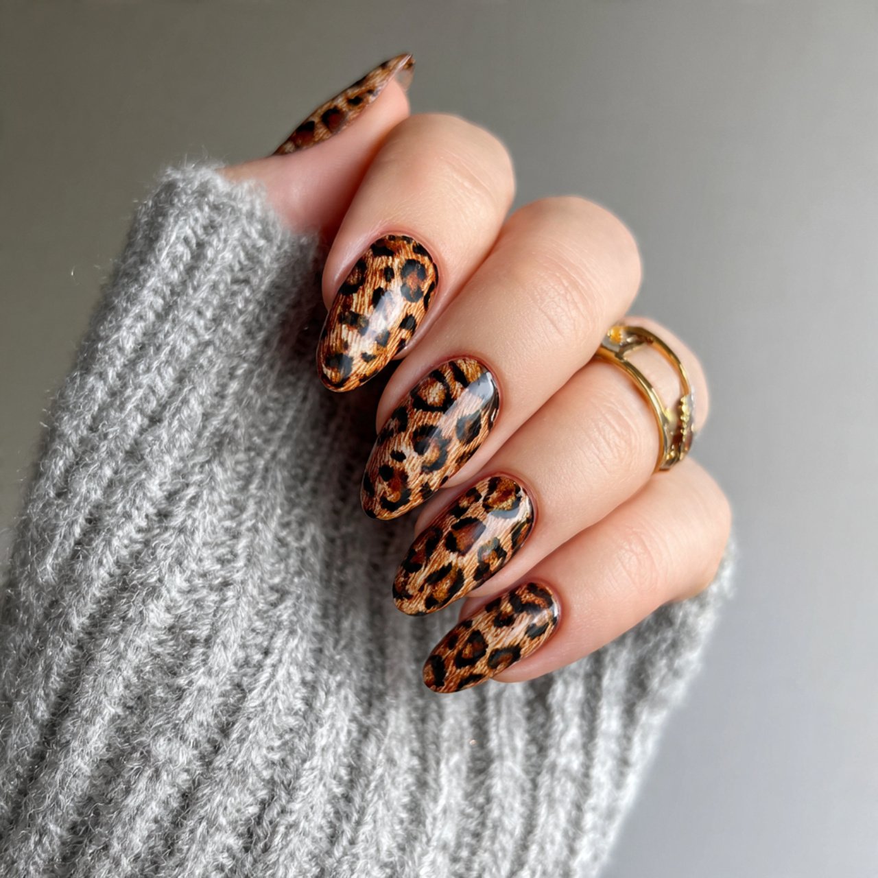leopard print almond nails attractive nails
