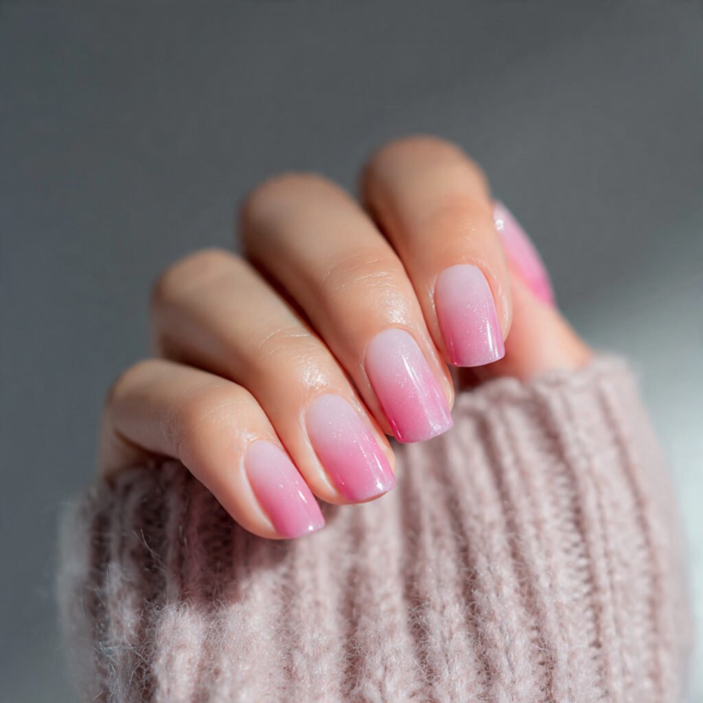 light pink and gradient attractive nails