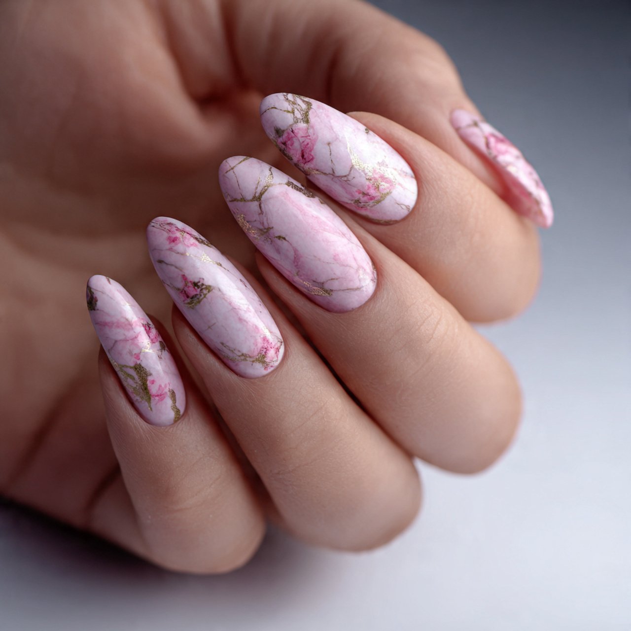 marble effect almond nails attractive look nails