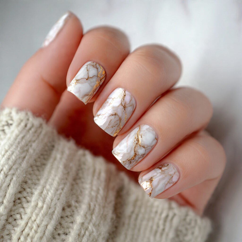 marble effect short nails attractive nails