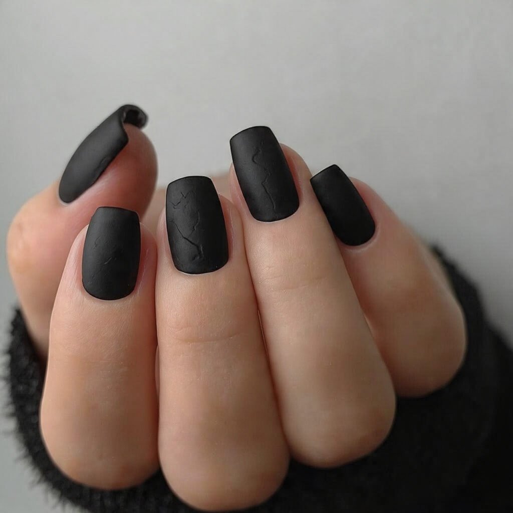 matte black clean grunge set attractive nails
