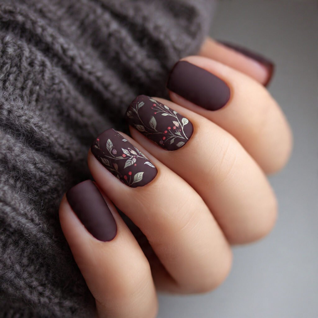 matte cocoa short nails nature looks