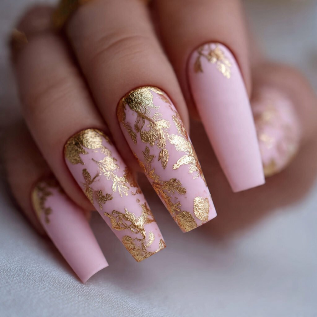 matte light pink gold leaf attractive