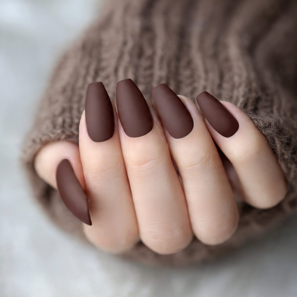 matte mocha soft touch finish attractive nails